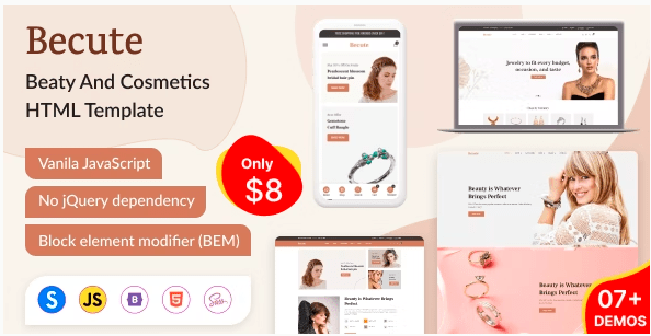 Becute – Jewelry, Cosmetics and Beauty eCommerce HTML Template