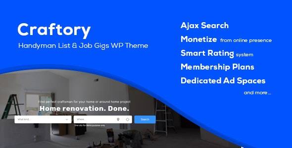 Craftory – v2.0.1 Craftsmen Directory Listing & Job Board WordPress Theme Download