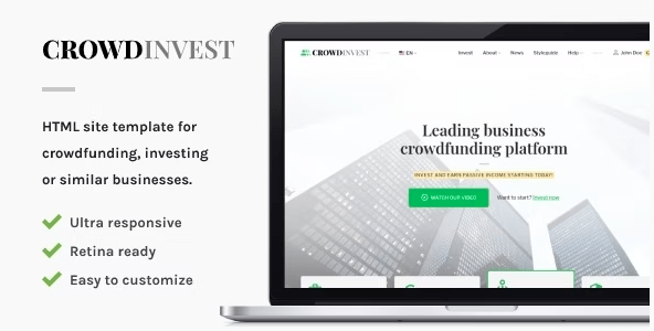 CrowdInvest – Crowdfunding HTML Site Template