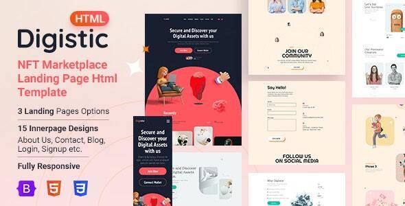 Digistic NFT Marketplace Landing Page Html Template Free Download