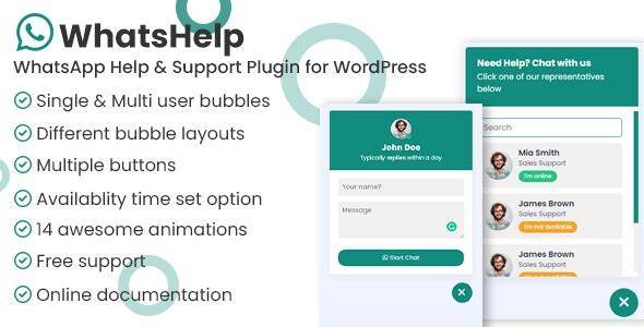 WhatsApp Chat Support Pro WordPress Plugin v2.2.1