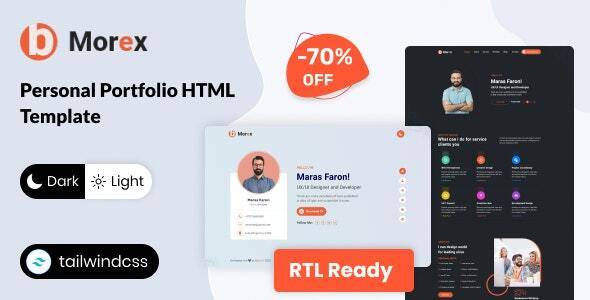 Morex – Tailwind CSS Personal Portfolio Template + RTL