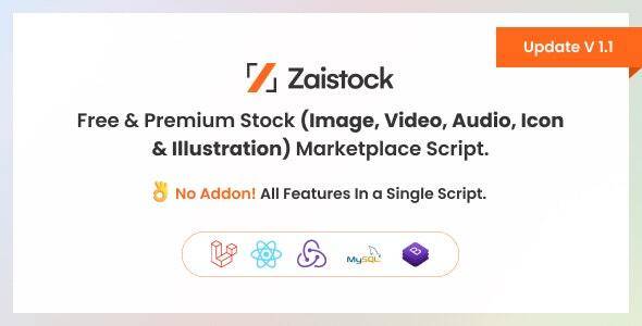 Zaistock v2.1 – Free & Premium Stock Photo, Video, Audio, Icon Illustration Script