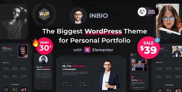 Inbio – Personal Portfolio WordPress Theme Download v2.2.3 + v2.5.1 