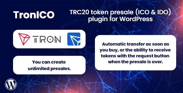 TronICO TRC20 token presale ICO IDO plugin for WordPress