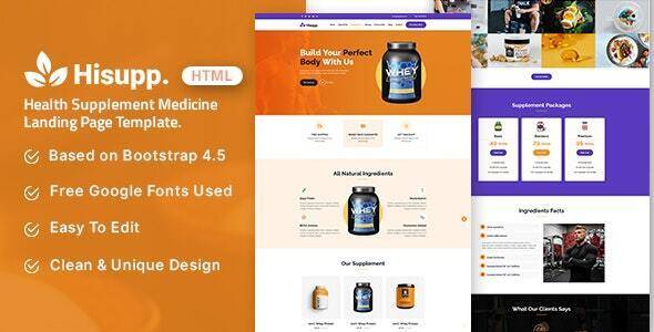 Hisupp – Health Supplement Medicine Landing Page Template