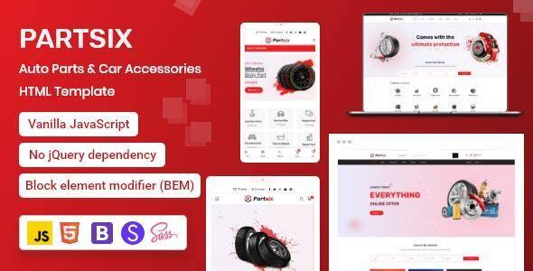 Partsix Auto Parts Car Accessories Shop HTML Template Free Download