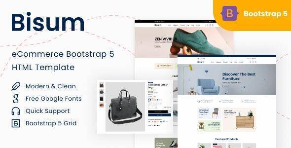 Bisum eCommerce Bootstrap 5 HTML Template Free Download