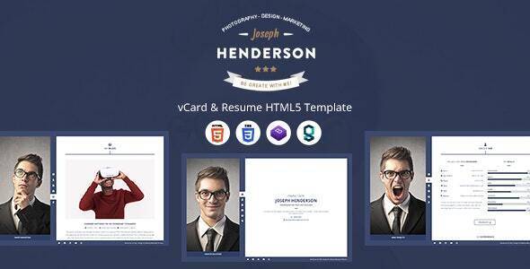 Henderson vCard Resume HTML5 Template Free Download