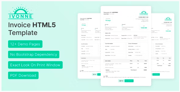 Ivonne v1.0 – Invoice HTML Template