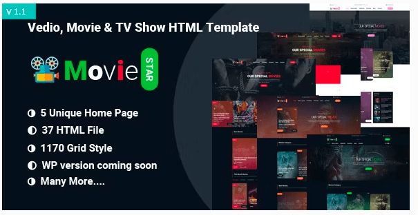 Movie Star v1.1 – Movie, Video & TV Show HTML Template