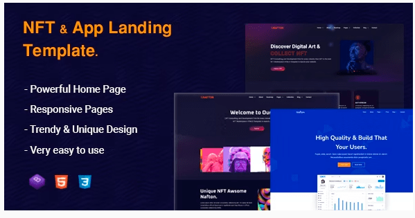 Nafton – NFT & App Landing HTML Template – Updated