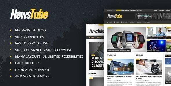 NewsTube v.1.5.3.4 Magazine Blog & Video WordPress Theme Download