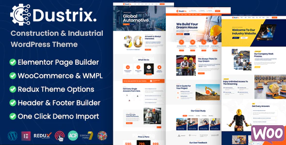 Dustrix v1.5.0 – Construction and Industry WordPress Theme Download