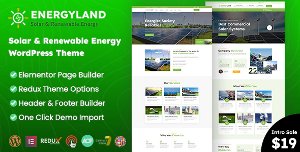 Energyland v1.0.0 – Solar & Renewable Energy WordPress Theme Download