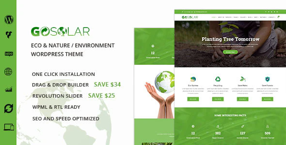 GoSolar v.1.3.0 Eco Environmental & Nature WordPress Theme Download