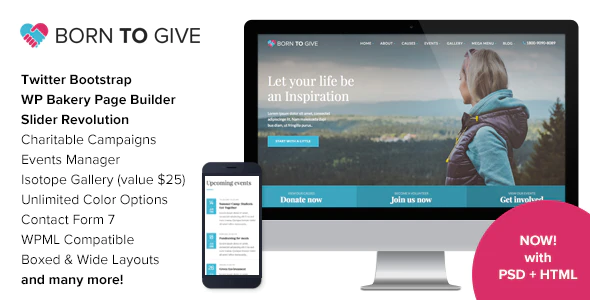 Born To Give v3.0 Charity Crowdfunding WordPress Theme Download