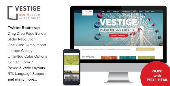 Vestige v2.8 – Museum Responsive WordPress Theme Download