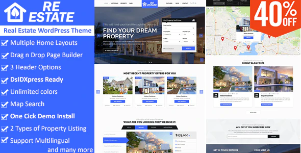 ReEstate v2.6.1 – Real Estate with MLS IDX Listing Realtor WordPress Theme Download