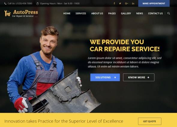 AutoPress –v1.3 Car Repair & Services WordPress Theme Download