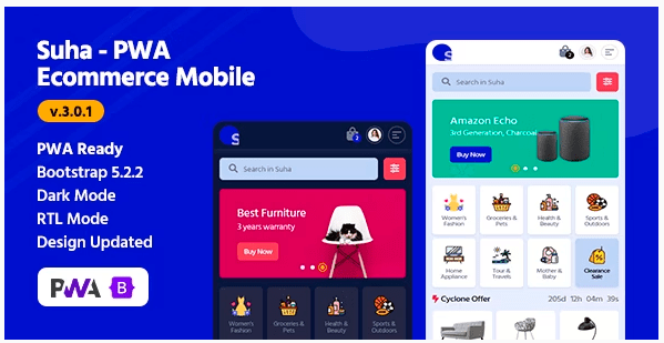 Suha - PWA Ecommerce Mobile