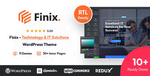 Finix v2.0.0 – Technology & IT Solutions WordPress Theme Download