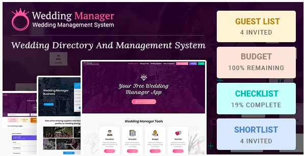 Wedding Manager - Manage Wedding Events and Vendor Listing Event Management WireFrame