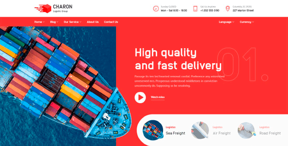 Charon v.1.3.1 – Logistic Transport and Cargo Company WordPress Theme Download