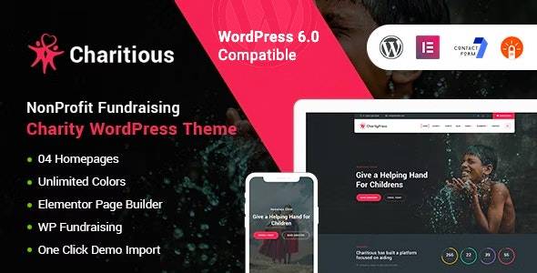 Charitious – v3.4 NonProfit Fundraising Charity WordPress Theme Download