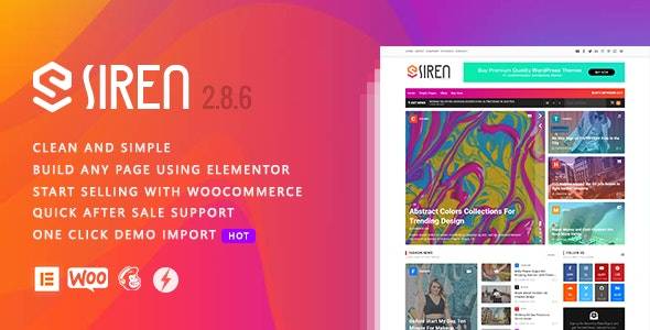 Siren – v.2.2.6 News Magazine Elementor WordPress Theme Download