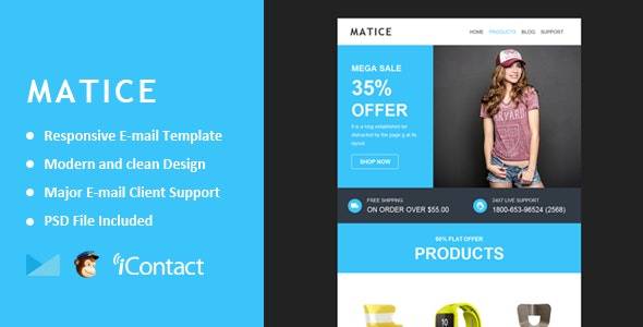 Matice – Responsive E-mail + Themebuilder Access HTML Template Download