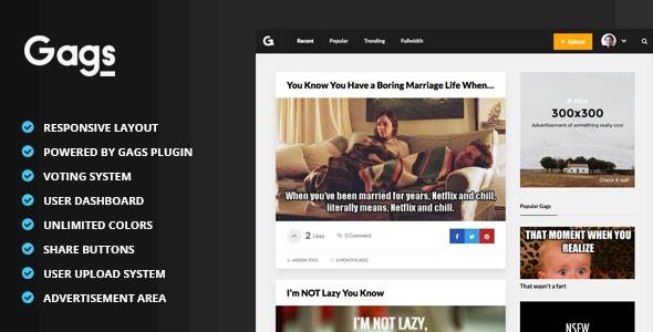 Gags – v1.2.0 Image Meme & Video Sharing WordPress Theme Download