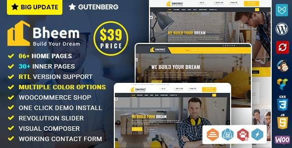 Bheem v1.6 Construction Industry Agency WordPress Theme with RTL Download