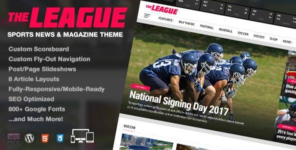 The League v.4.5.0 – Sports News & Magazine WordPress Theme Download