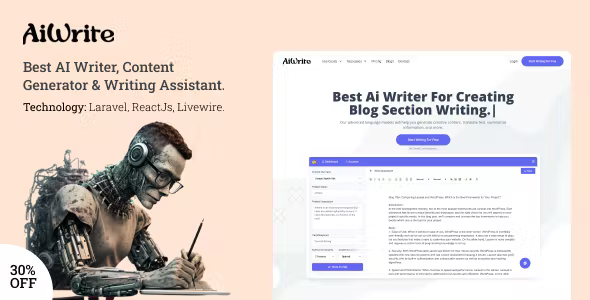 AiWrite v1.5.1 – AI Writer, Content Generator & Writing Assistant Tools (SAAS)