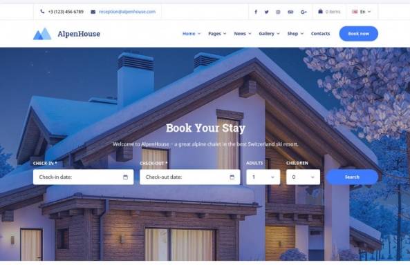 Alpenhouse v1.3.4 – hotel booking WordPress Theme Download