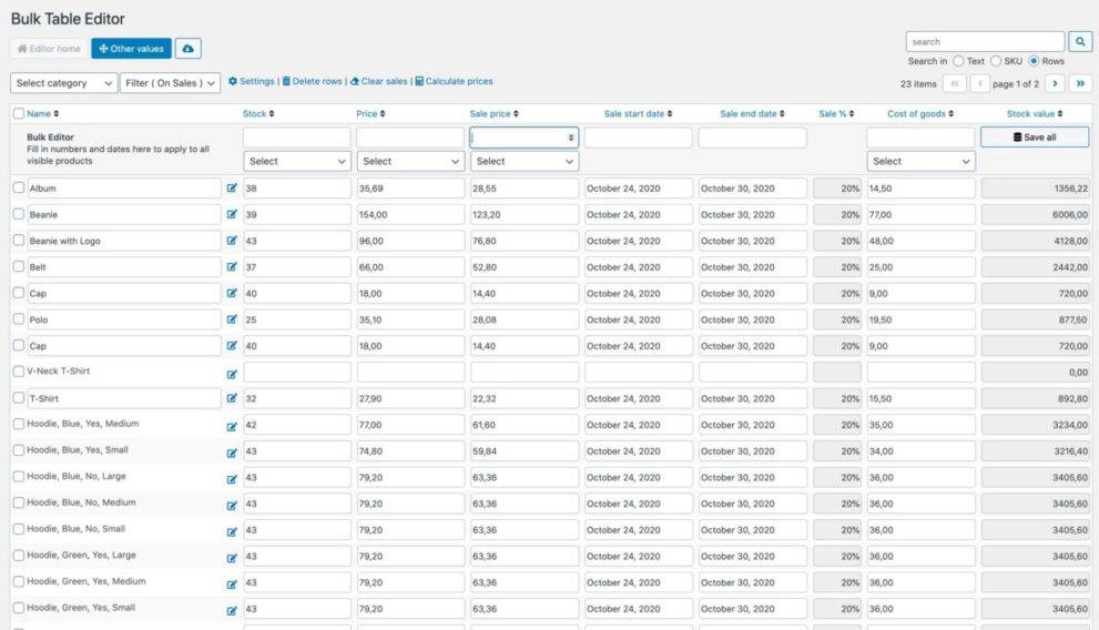 Bulk Table Editor for WooCommerce v2.3.3