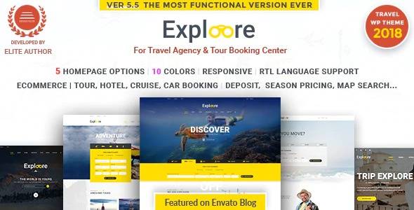 Exploore v5.8 – Travel Exploration Booking WordPress Theme Download