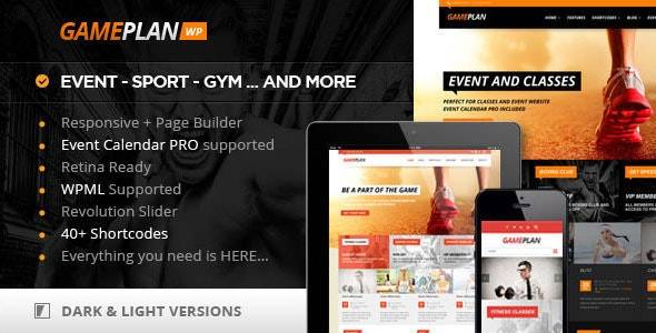 Gameplan v.1.6.4 – Event and Gym Fitness WordPress Theme Download