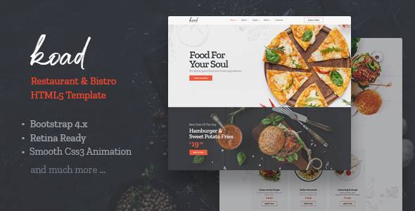 Koad v.1.0 – Restaurant & Bistro WordPress Theme Download