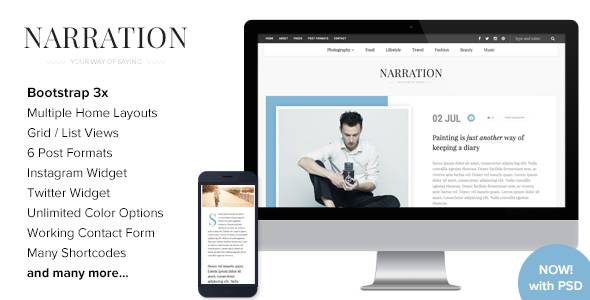 Narration v.1.7 – Responsive Blog WordPress Theme Download