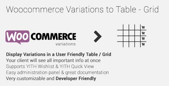 Woocommerce Variations to Table - Grid Nulled