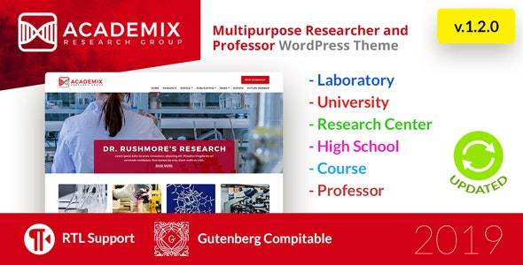 Academix v.1.2.1 – Multipurpose Education Researcher and Professor WordPress Theme Download