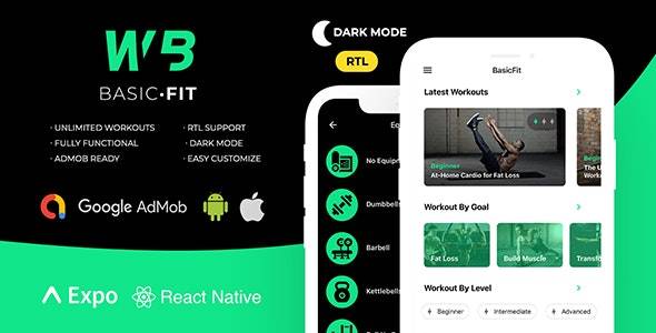 FitBasic v2.0 – Complete React Native Fitness App + Multi-Language + RTL Support Php Script Download