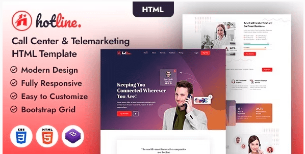 Hotline- Call Center and Telemarketing HTML Template