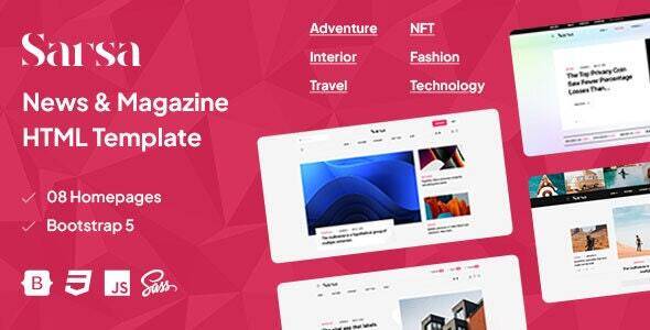 Sarsa – Magazine  & News HTML Template