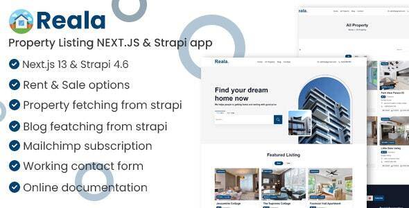 Reala – Property Listing NEXT JS, Strapi app