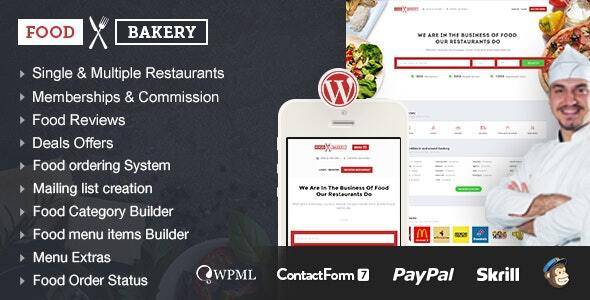 FoodBakery Food Delivery Restaurant Directory WordPress Theme Download