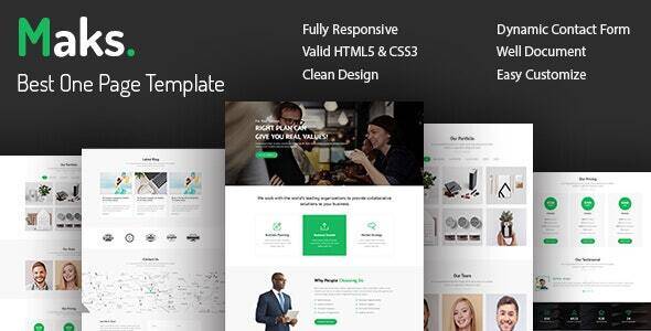 Maks Onepage Multipurpose Responsive HTML5 Template Download