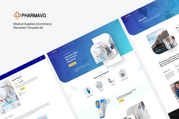 Pharmavo – Medical Supplies eCommerce Elementor Template Kit Download